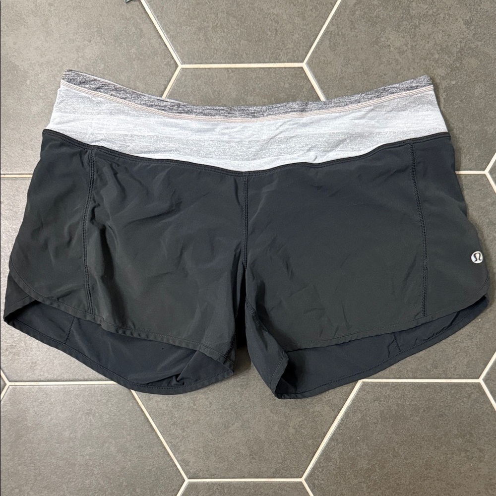 lululemon athletica Women's Black and Light Gray Athletic Shorts